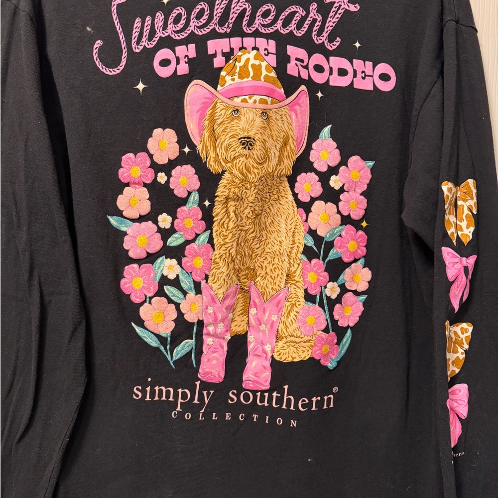 Simply Southern Sweetheart of the Rodeo Black long sleeve tee